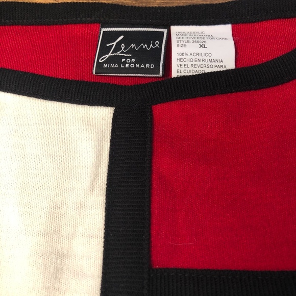 Acrylic Red n Cream Black Outline Sweater - Picture 2 of 7